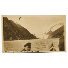 CANAL DE BEAGLE GLACIAR GARIBALDI 1929 CHILE ANTIGUA FOTO TAMAÑO TARJETA POSTAL TOMADA DESDE EL BUQUE ALEMAN MONTE OLIVIA